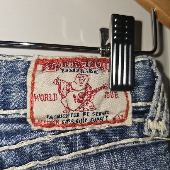 True Religion Boot Cut Jeans Girl's 12 Flap Pocket Thick Stitch Medium Wash - Picture 6 of 7